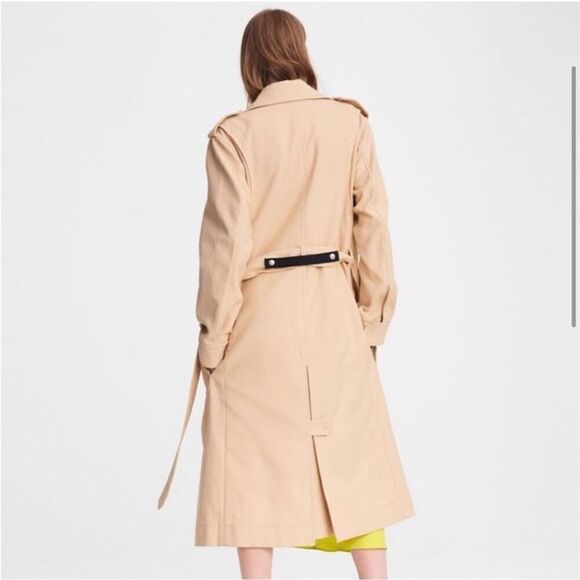 Rag and Bone Ludlow Belted Collared Cotton Gabardine Trench Coat Beige Medium - Picture 5 of 14